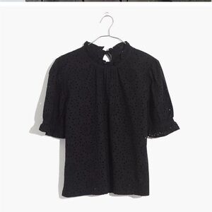 Madewell eyelet ruffle neck top